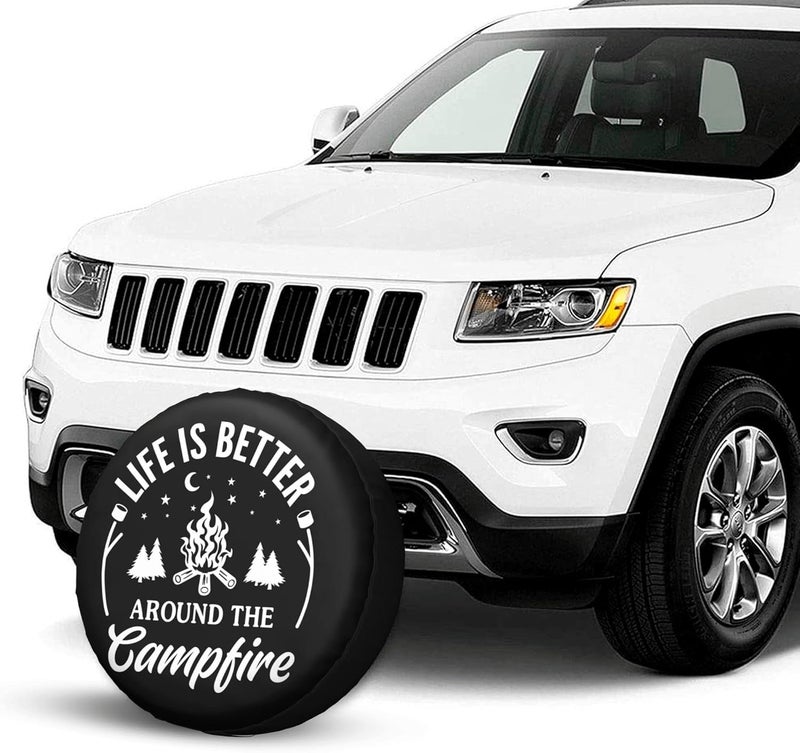 kdkdua Life is Better Around The Campfire Rv Spare Tire Cover for RV Trailer Camper Wheel Protectors Weatherproof Universal for Trailer Rv SUV Truck Travel Trailers (15 inch) - Image 2